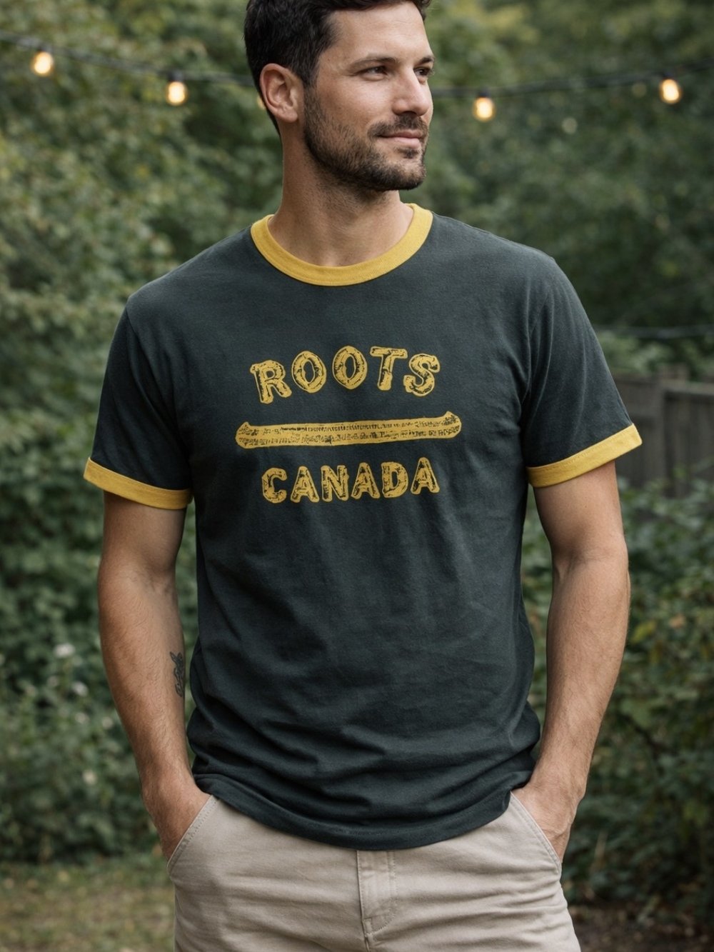 Roots Canada Men’s Medium Ringer Tee – 100% Cotton Size Medium
